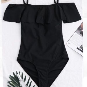 ZAFUL BLACK OFF THE SHOULDER ONE PIECE SWIMSUIT